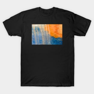 Beautiful blue and orange combination painted wooden surface with scratches T-Shirt